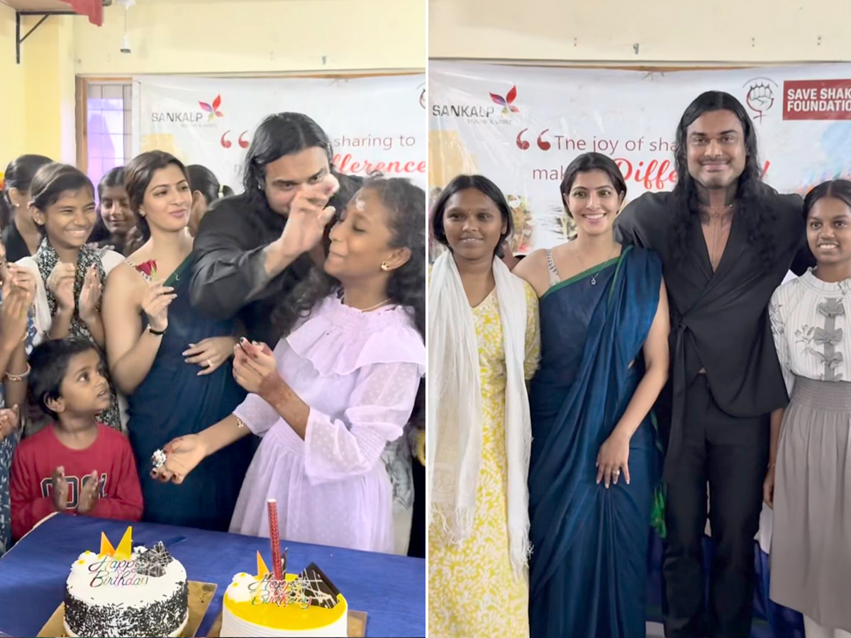 Hanuman Actress Varalakshmi And Her Husband With Orphans Photos1