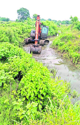 కట్టుకాల్వలో  పిచ్చి మొక్కల తొలగింపు3