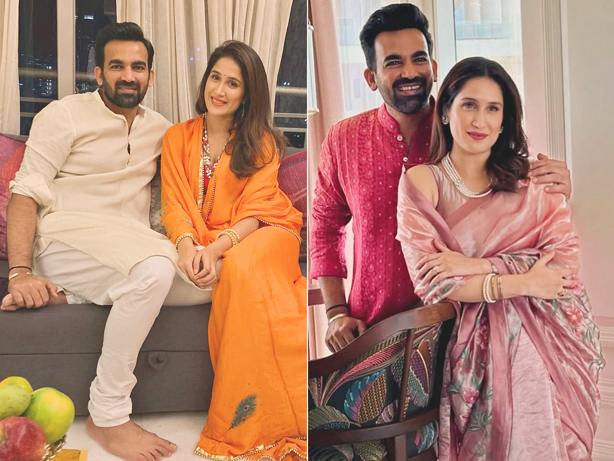 Former Indian cricketer Zaheer Khan wife Sagarika Ghatge IN saree style Photos1