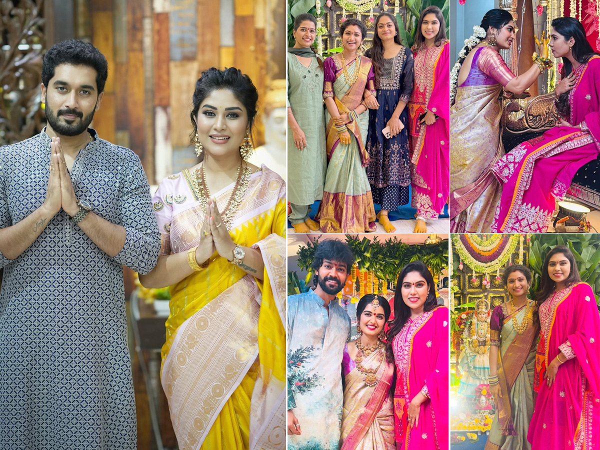 Telugu Serial Actresses Performed Sravana Sukravaram Pooja Photos1