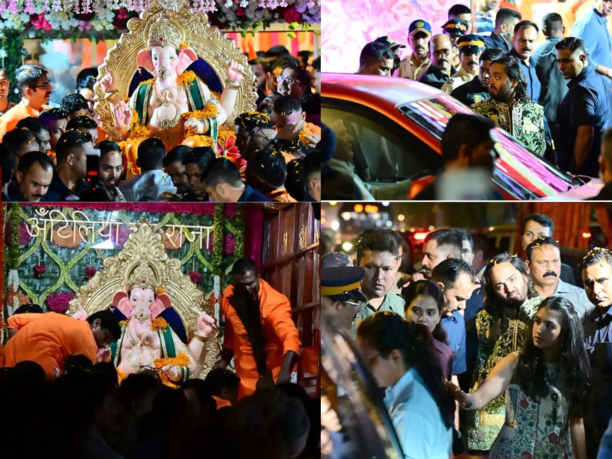Anant Ambani, Radhika Merchant welcome Antilia Cha Raja Home for Ganesh Chaturthi Photos1