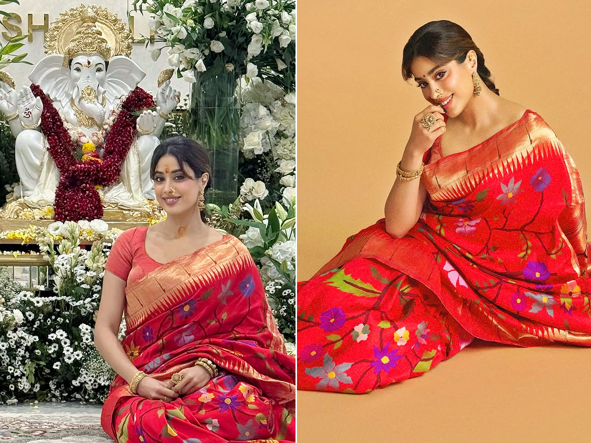 Janhvi Kapoor Performs Puja During Ganesh Chaturthi Celebrations At Manish Malhotra Home Photos1