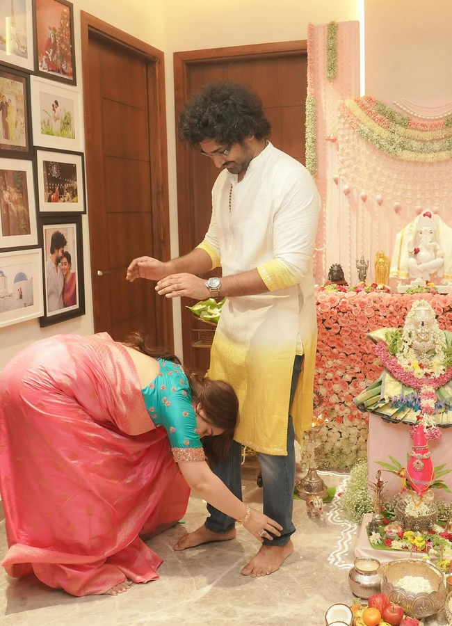 Aadi Pinisetty and Nikki Galrani at 'Ganapati Puja' (Photos)12