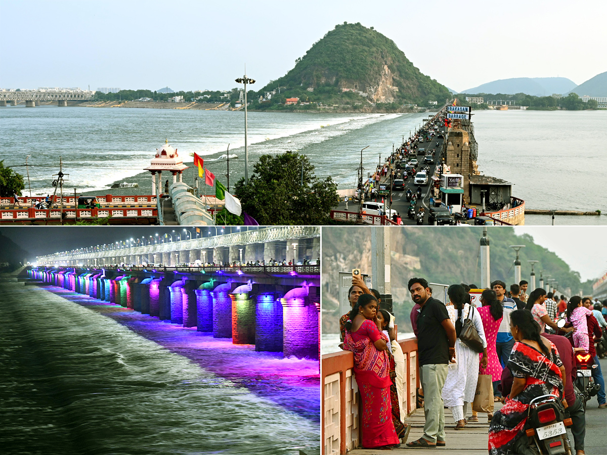 Heavy Rain Flood Water in Prakasam Barrage Photos1