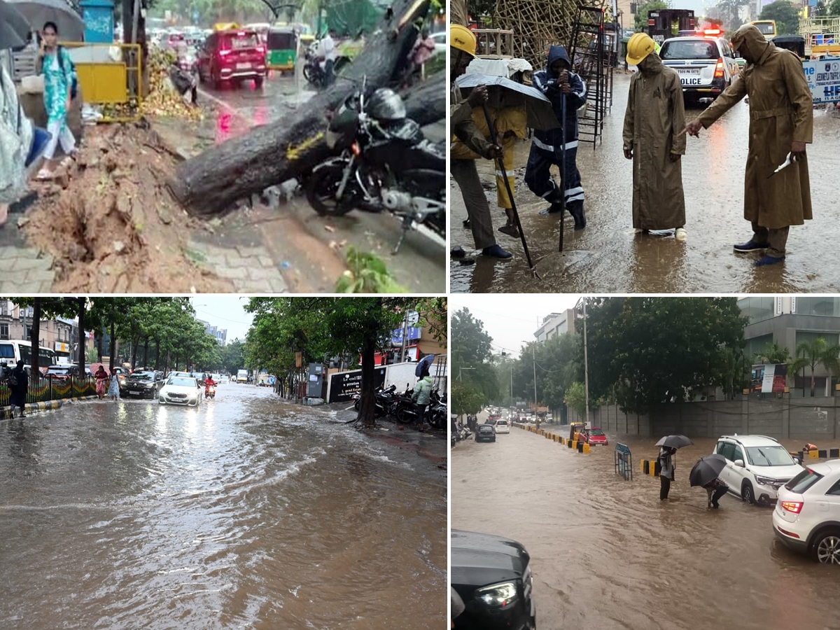 Heavy rains lash in Hyderabad roads waterlogged and traffic disrupted photos1