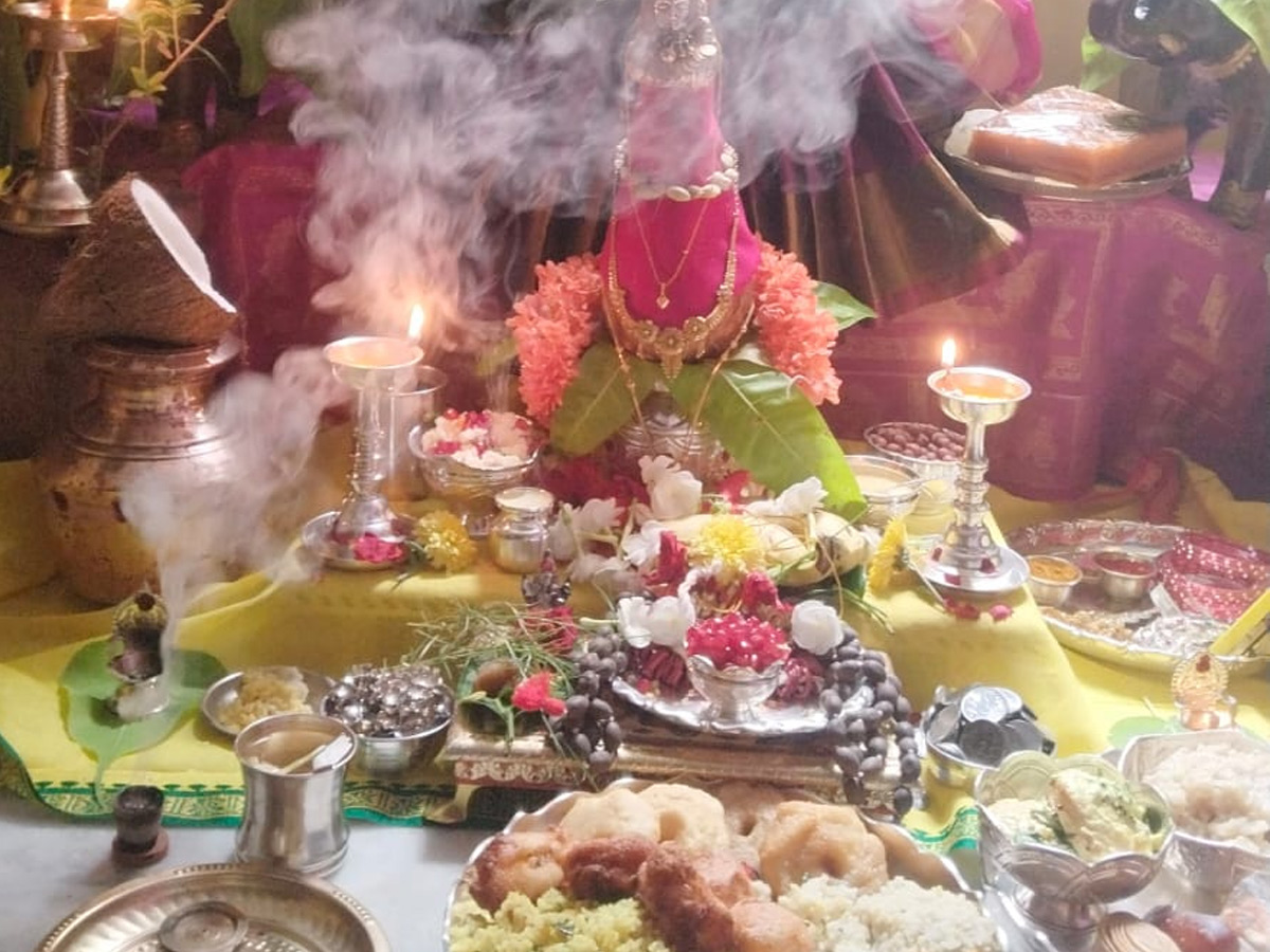 Varalakshmi Vratham 2025 Selfie With Pooja Decoration Photos12