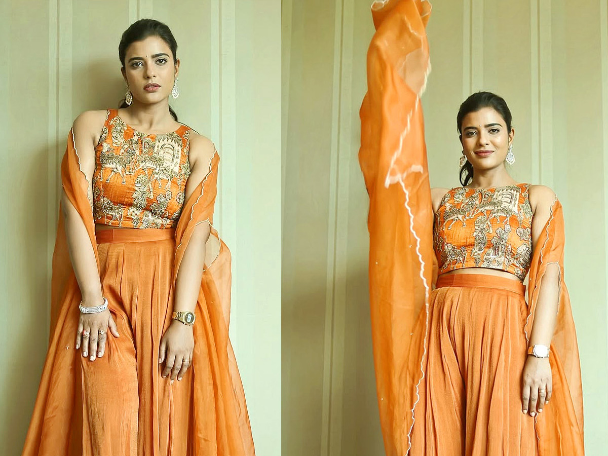Aishwarya Rajesh Stunning Looks Orange Dress Photos1