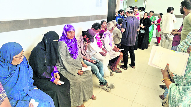 Patients queue for medical tests at Guntakal Government Hospital1