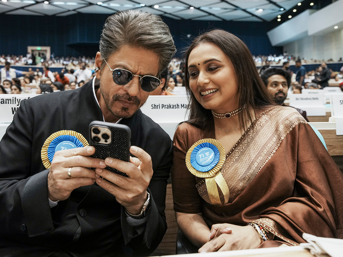 Shah Rukh Khan and Rani Mukerji during the 71st National Film Awards Ceremony 2