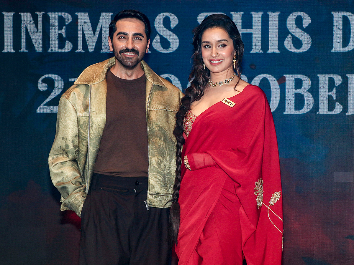 Shraddha Kapoor during the trailer launch of their film Thamma2