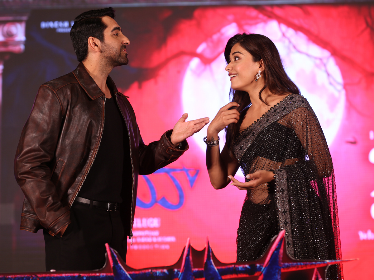 Rashmika shines at the Thamma trailer launch event photos7
