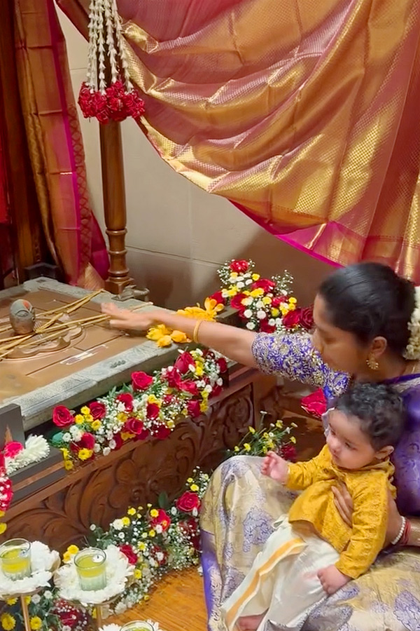 Actor Kiran Abbavaram wife Rahasya Gorak Dussehra Celebrations With Son Photos4