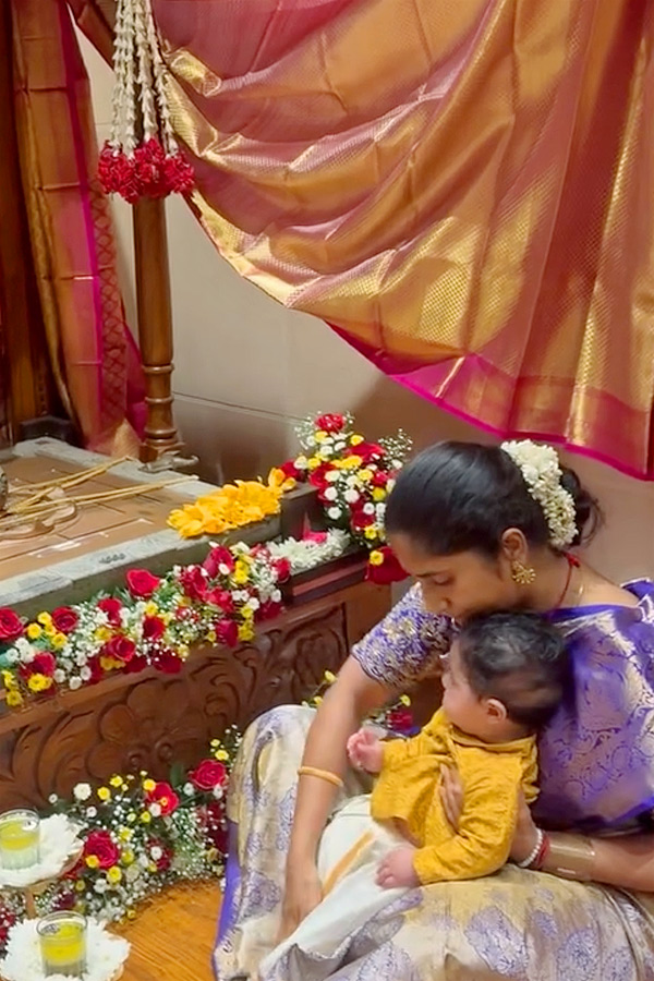 Actor Kiran Abbavaram wife Rahasya Gorak Dussehra Celebrations With Son Photos5