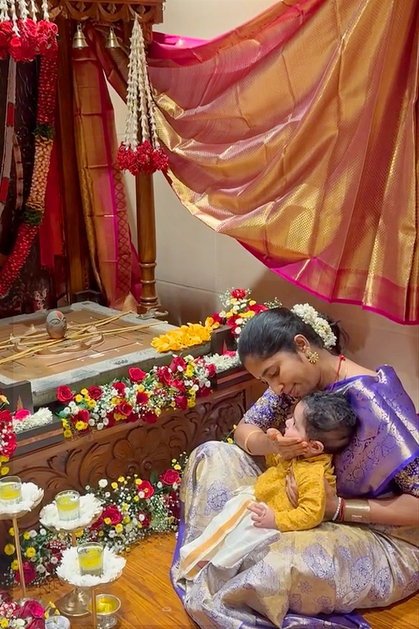 Actor Kiran Abbavaram wife Rahasya Gorak Dussehra Celebrations With Son Photos6