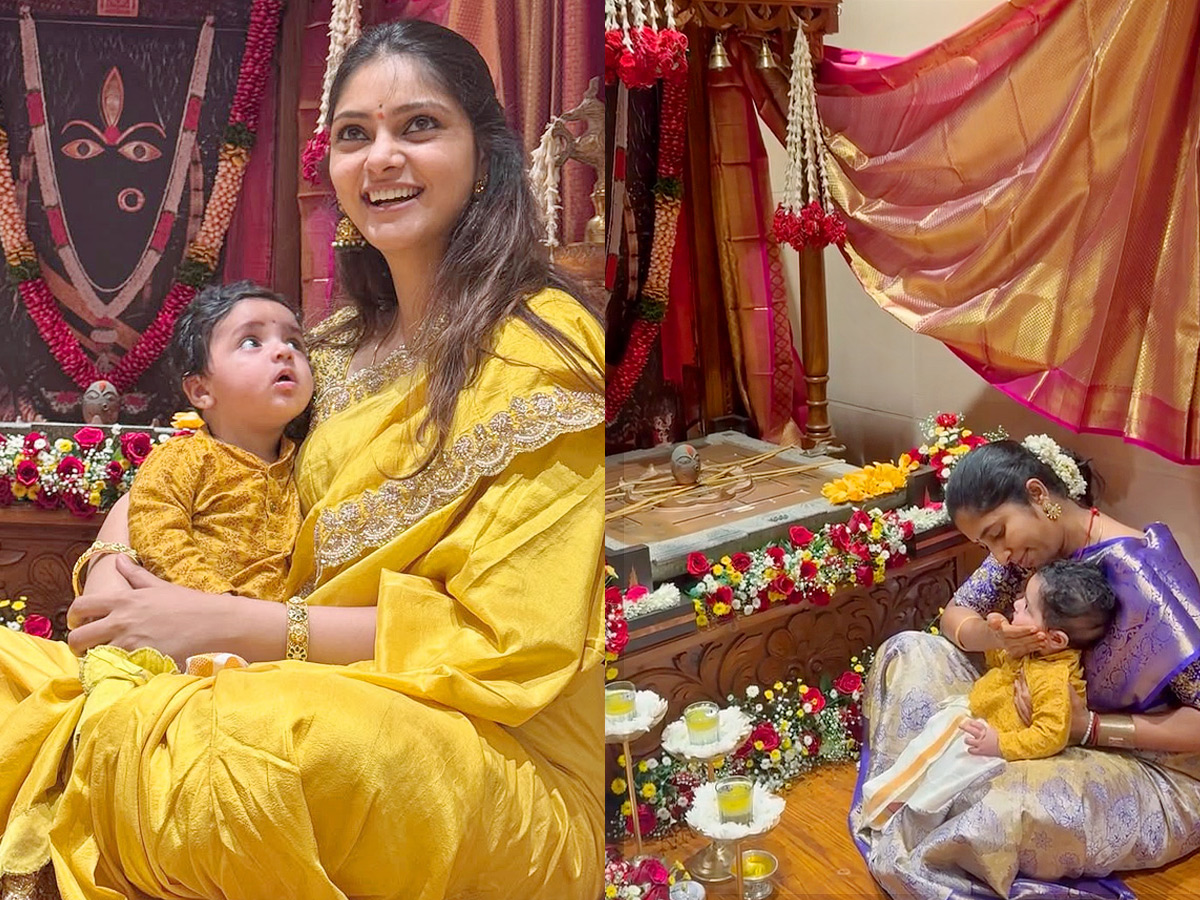Actor Kiran Abbavaram wife Rahasya Gorak Dussehra Celebrations With Son Photos1