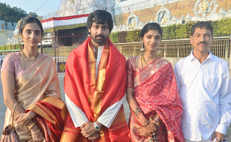Jr NTR Brother In law Narne Nithin And His wife Lakshmi Shivani Visit Tirumala Photos7