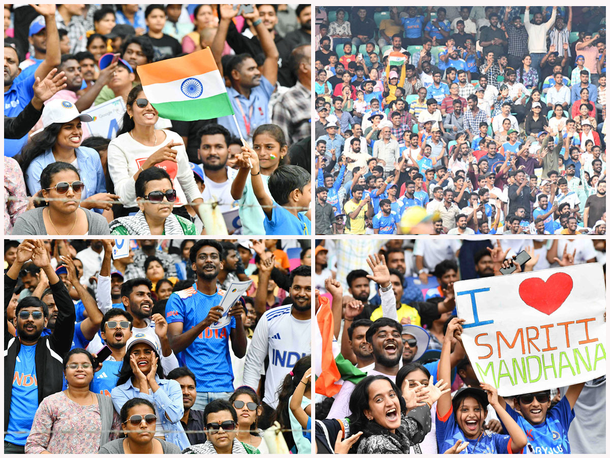 Vizag Crowd Cheers Team India in Thrilling ICC Womens World Cup 2025 Photos1