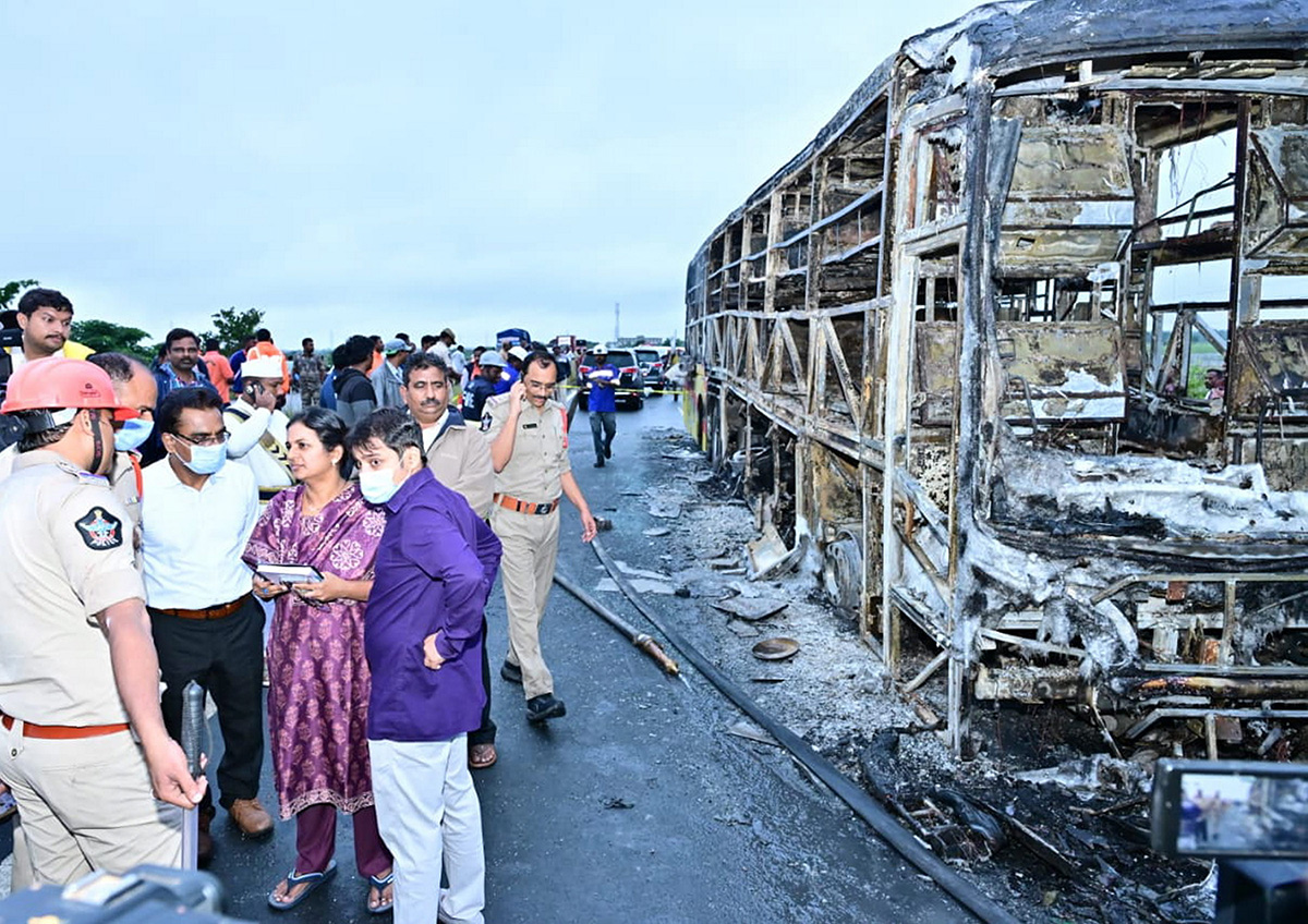 Kurnool Travels Bus FIRE Incident Photos14