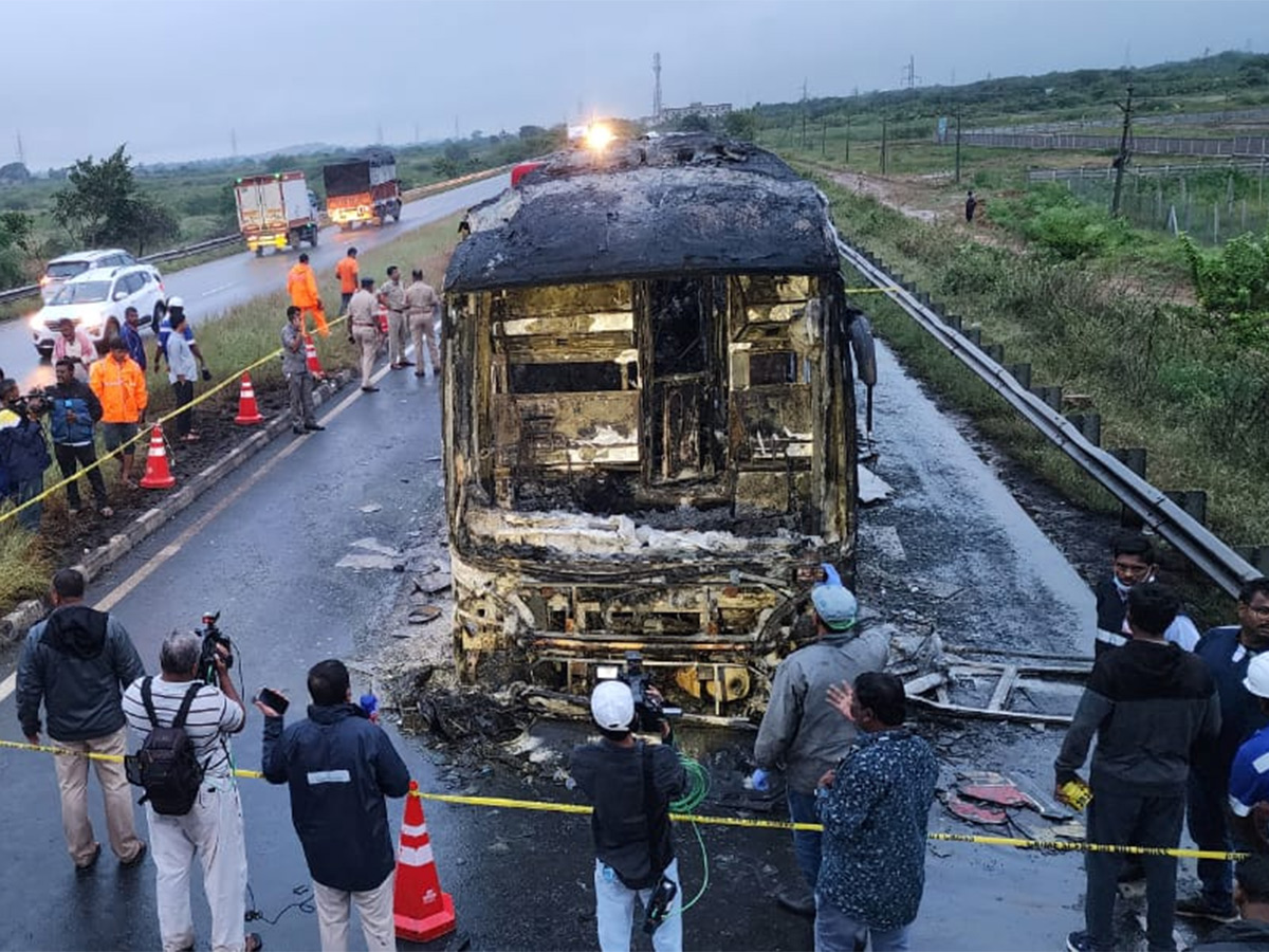 Kurnool Travels Bus FIRE Incident Photos10