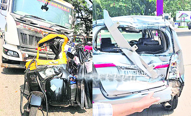 ట్యాంకర్ల మధ్య ఆటో నుజ్జు 1