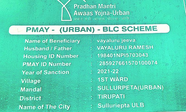 ఇల్లు జగనన్నది.. పేరు పచ్చనేతలది..1