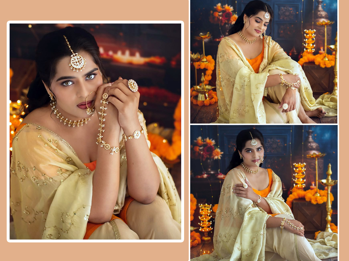 Balagam movie beauty kavya kalyanram latest images in saree1