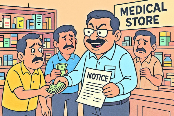 జిల్లా కేంద్రంలో ఓ ఔషధ అధికారి దందా.. మెడికల్‌ షాపుల యజ1