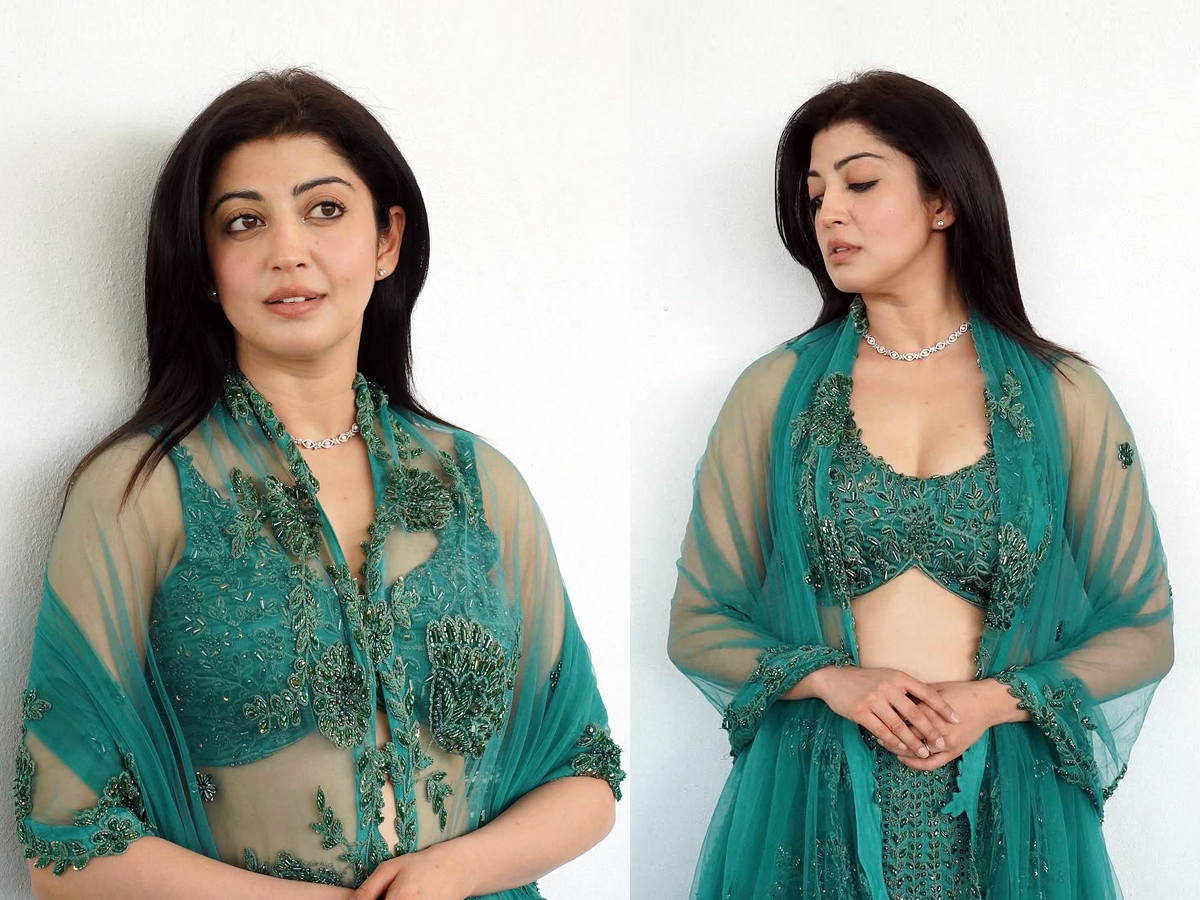 telugu actress Pranitha shines in a green lehenga 1
