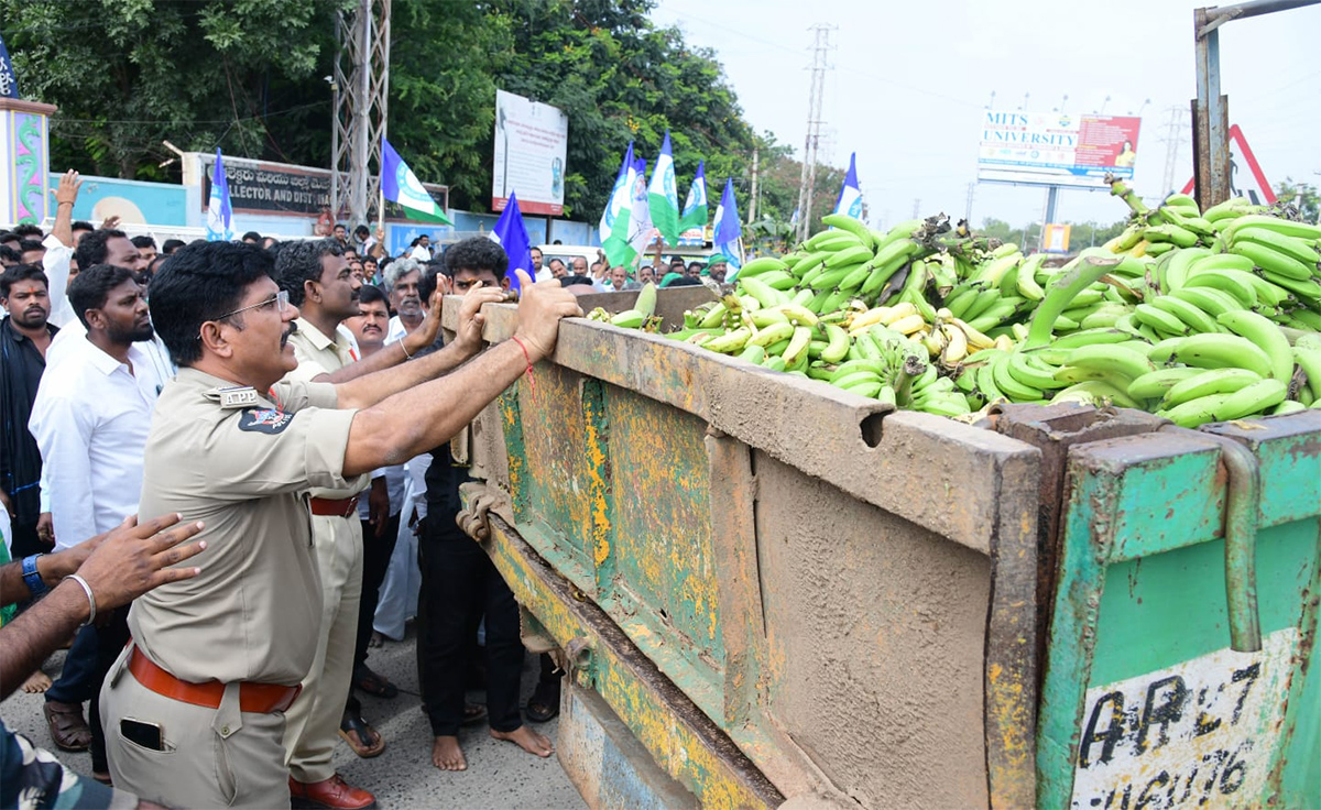 Banana Farmers Huge Protest Against Chandrababu Govt At Anantapur2