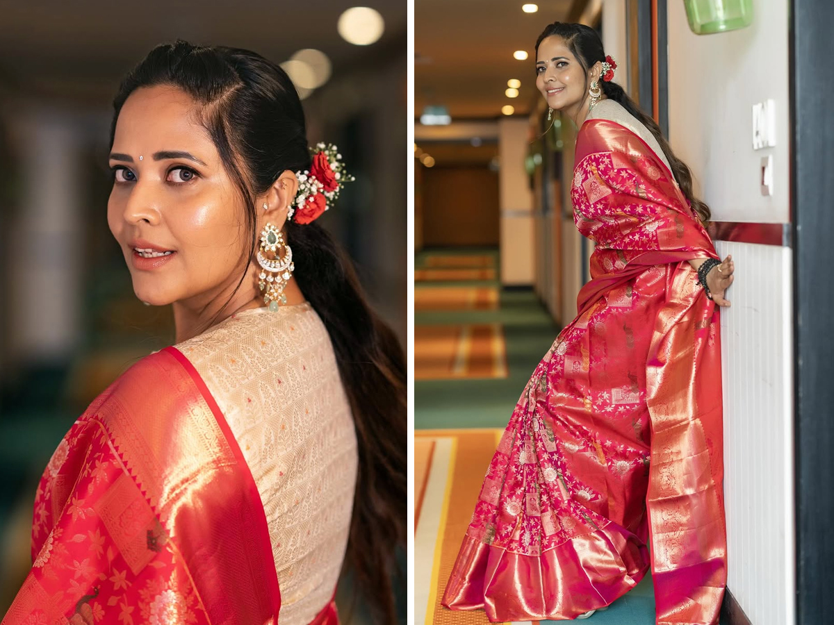 Anasuya in a traditional look in a saree Photos go viral1