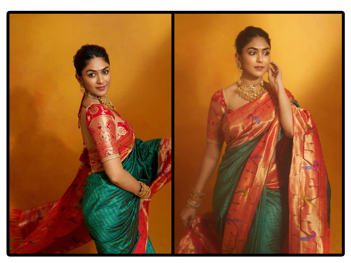 Mrunal Thakur in Marathi style looking elegant in a saree (Photos)1
