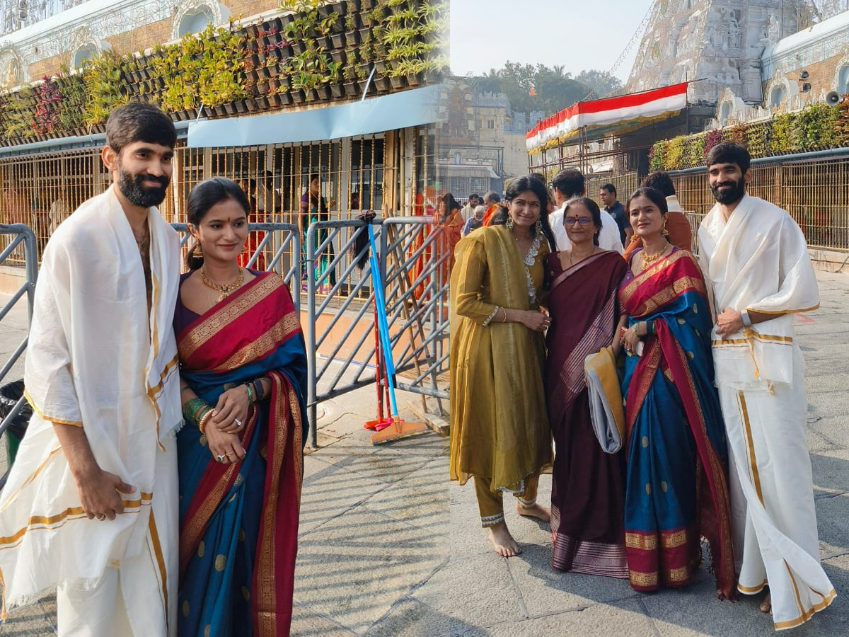Kidambi Srikanth and his wife Shravya Varma at the Lord Venkateswara in Tirumala (Photos)1