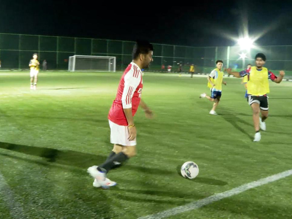 CM Revanth Reddy Practices Football To Face Messi in Hyderabad10