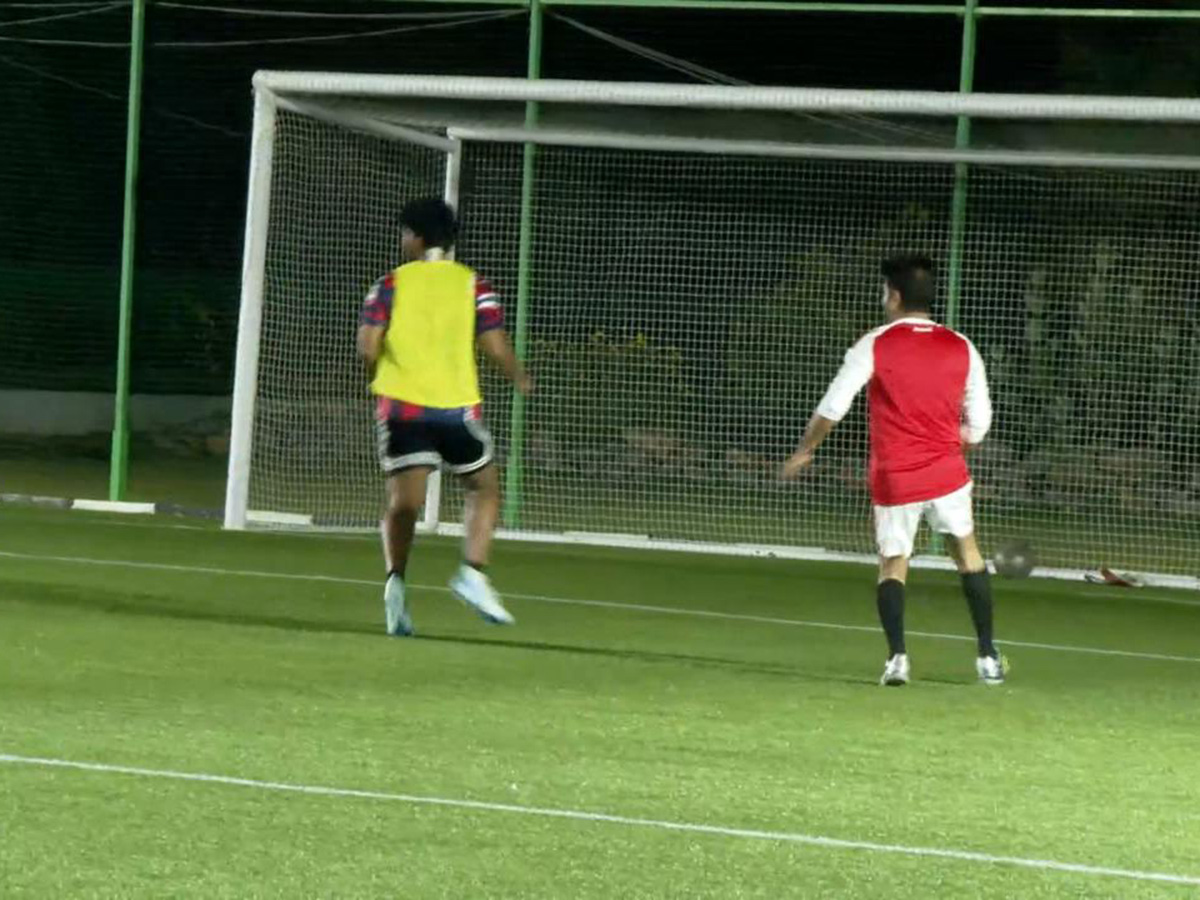 CM Revanth Reddy Practices Football To Face Messi in Hyderabad12