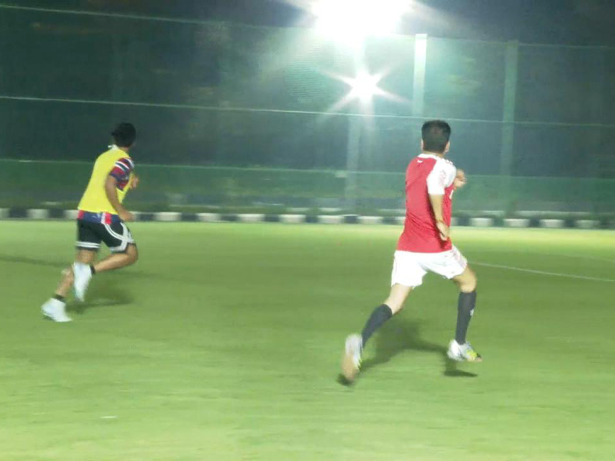 CM Revanth Reddy Practices Football To Face Messi in Hyderabad13