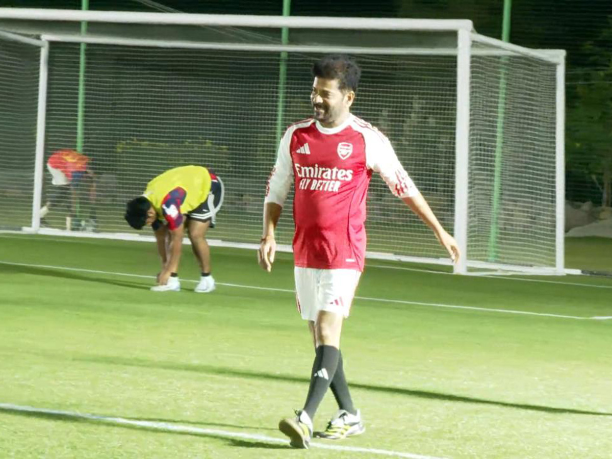 CM Revanth Reddy Practices Football To Face Messi in Hyderabad14