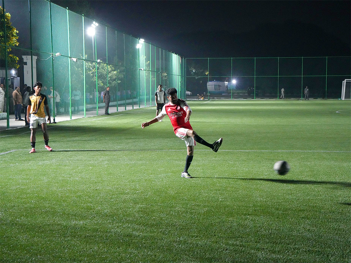 CM Revanth Reddy Practices Football To Face Messi in Hyderabad2