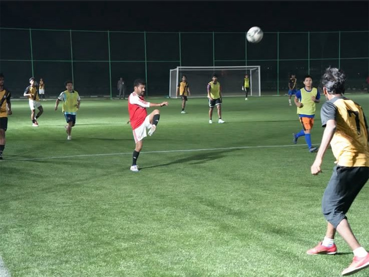 CM Revanth Reddy Practices Football To Face Messi in Hyderabad5
