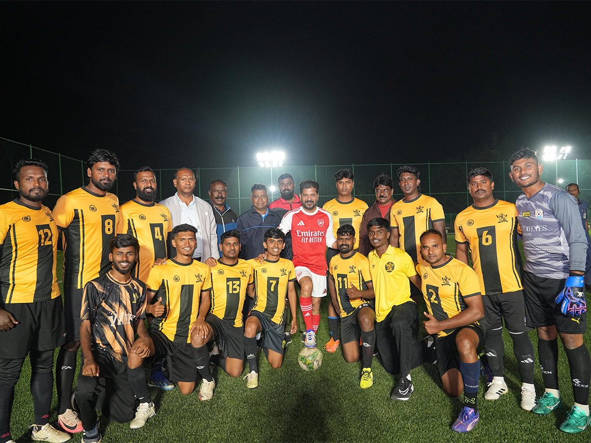 CM Revanth Reddy Practices Football To Face Messi in Hyderabad8