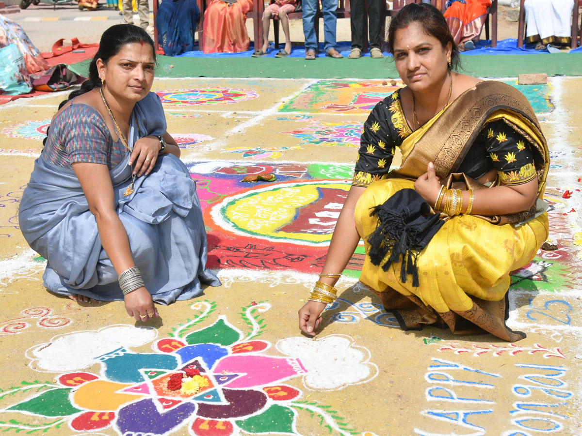 Rangoli Competition At Sri SPR Global School At Gajularamaram Photos35