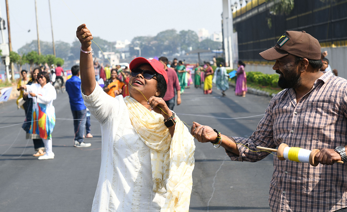 Telangana Secretariat employees fly kites during a pre Sankranti19