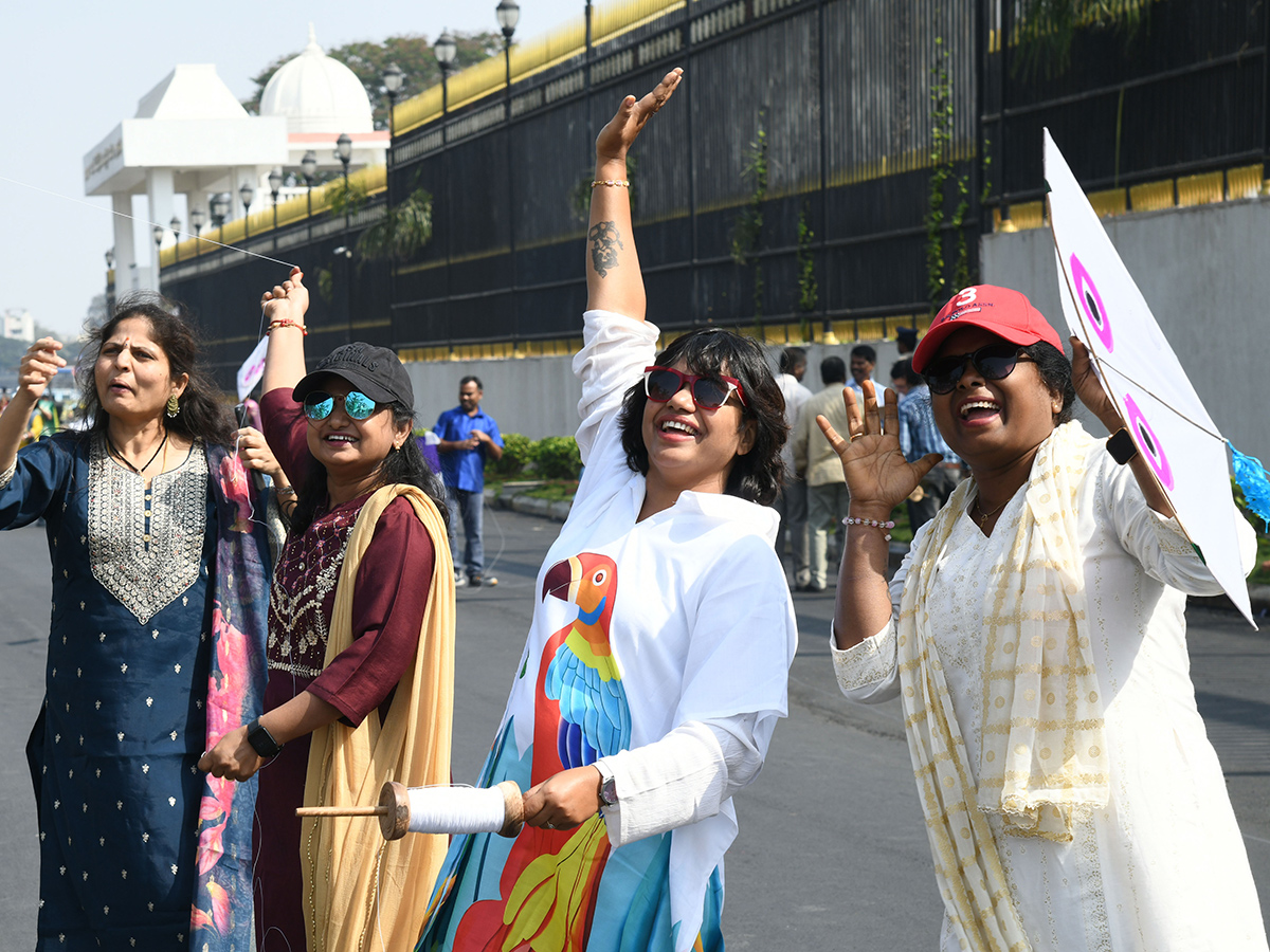 Telangana Secretariat employees fly kites during a pre Sankranti22