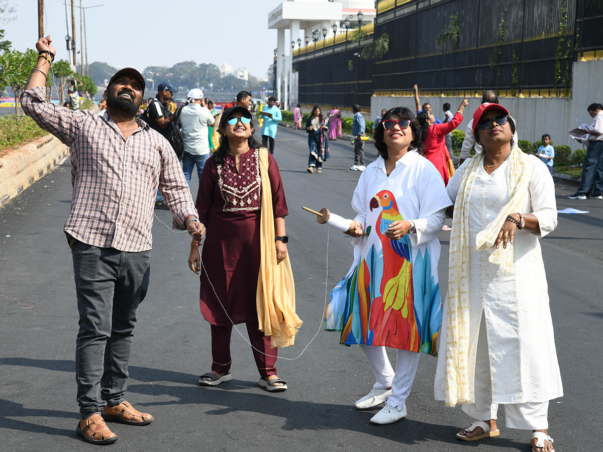 Telangana Secretariat employees fly kites during a pre Sankranti4