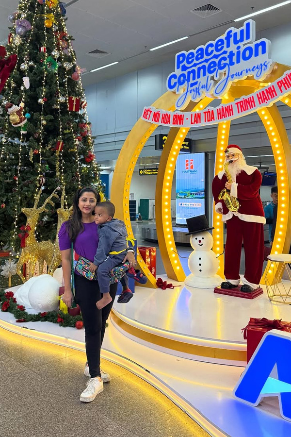 TV Actress Lahari At The beach with Her Son Photos4