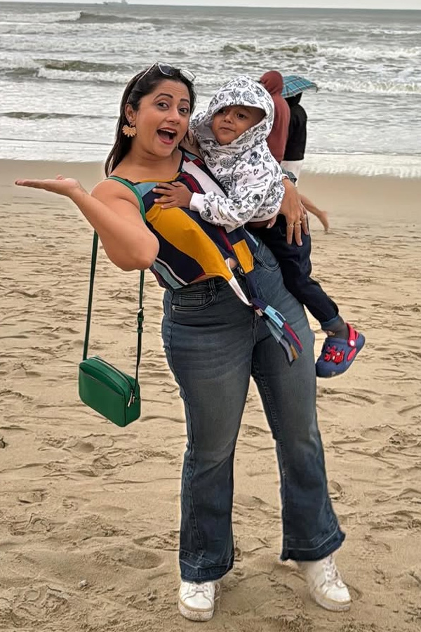 TV Actress Lahari At The beach with Her Son Photos6