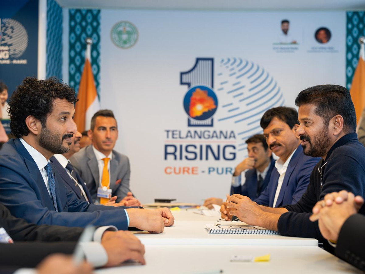 CM Revanth Reddy, Chiranjeevi In One Frame At Davos Meeting11