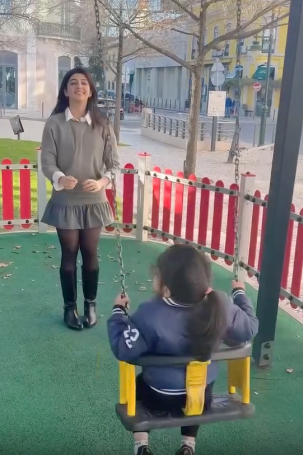 Actress Pranitha Subhash takes A Trip To Portugal with Her Daughter Photos3