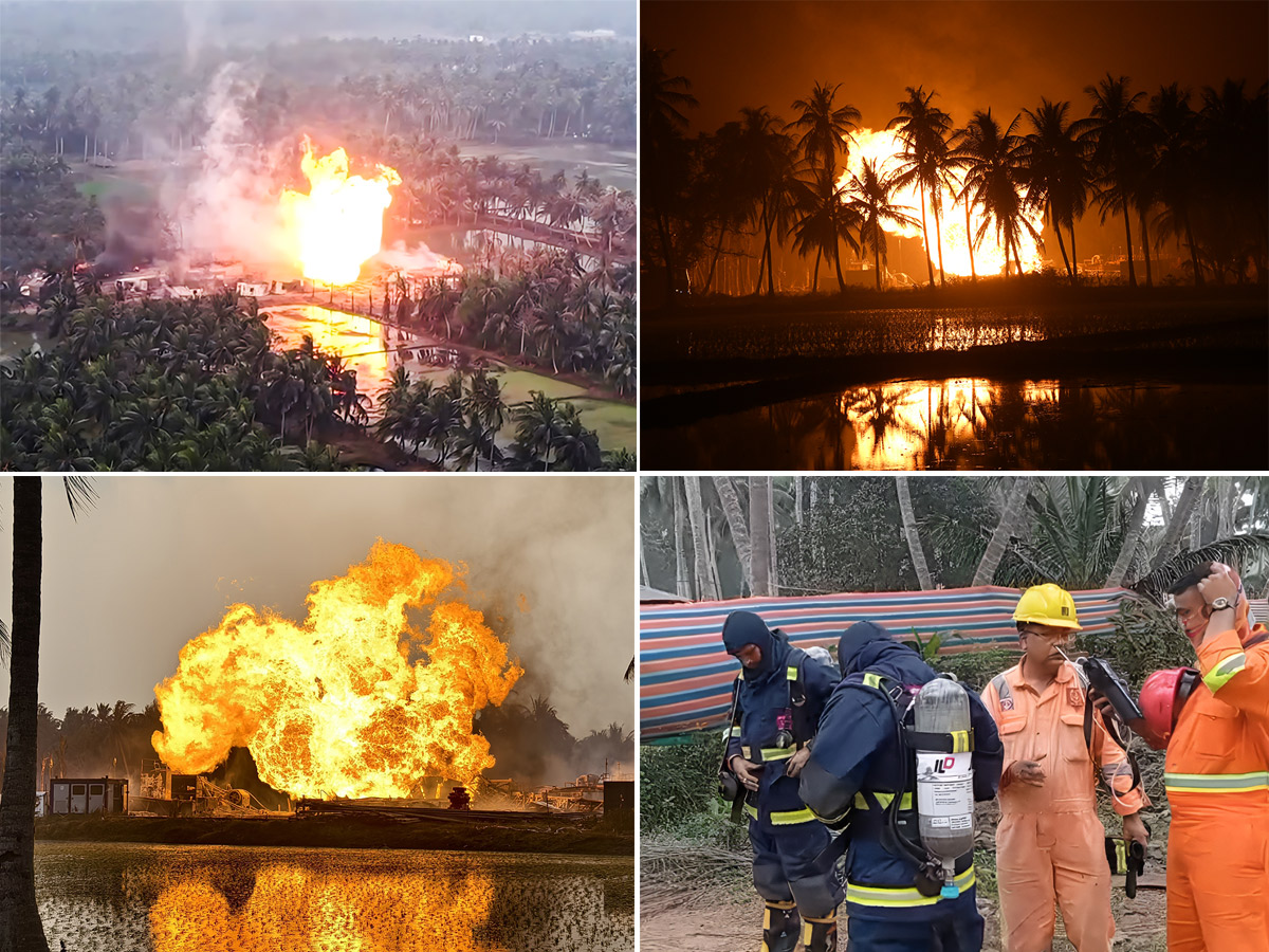 Blowout Fire Continues in Irusumanda Konaseema District Photos1