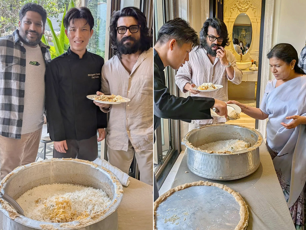 Ram Charan Given A Biryani Party To His Mother Surekha Photos1