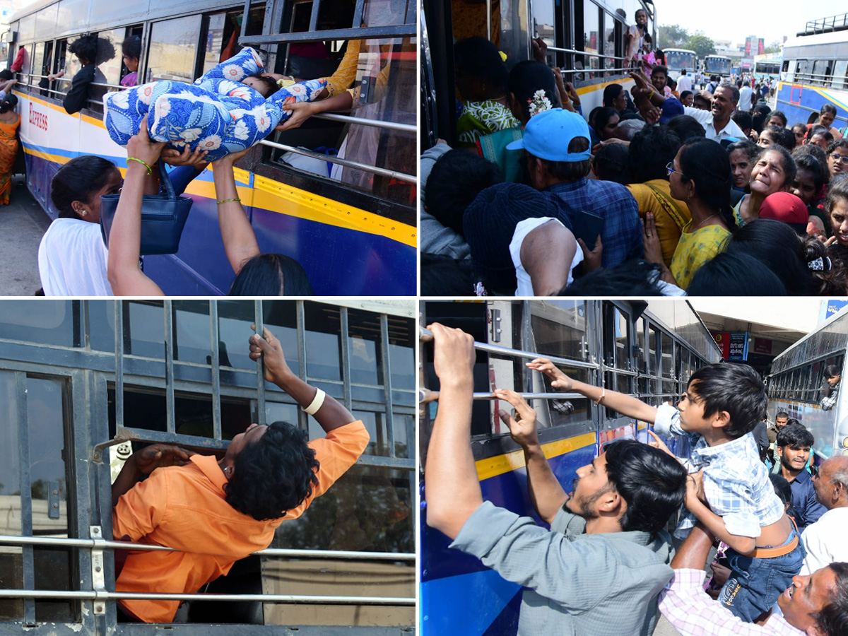The Sankranthi rush in Andhra Pradesh Passengers face difficulties at bus stations.1